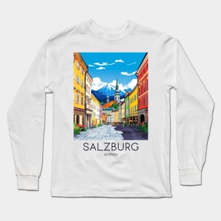 A Pop Art Travel Print of Salzburg - Austria Long Sleeve T-Shirt